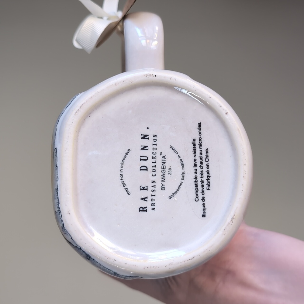 Rae Dunn ALL IS CALM Christmas Reindeer Mug 🦌Allover Snow & Star Detail - Picture 4 of 5